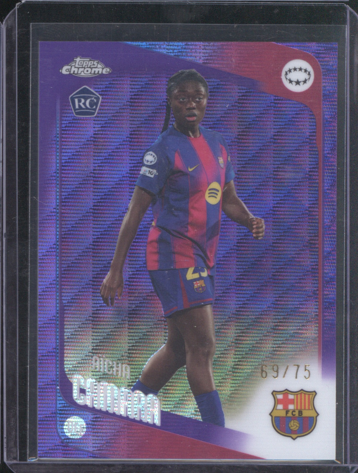 Aïcha Camara 2025 Topps Chrome UEFA Women’s CL Purple Wave RC 69/75