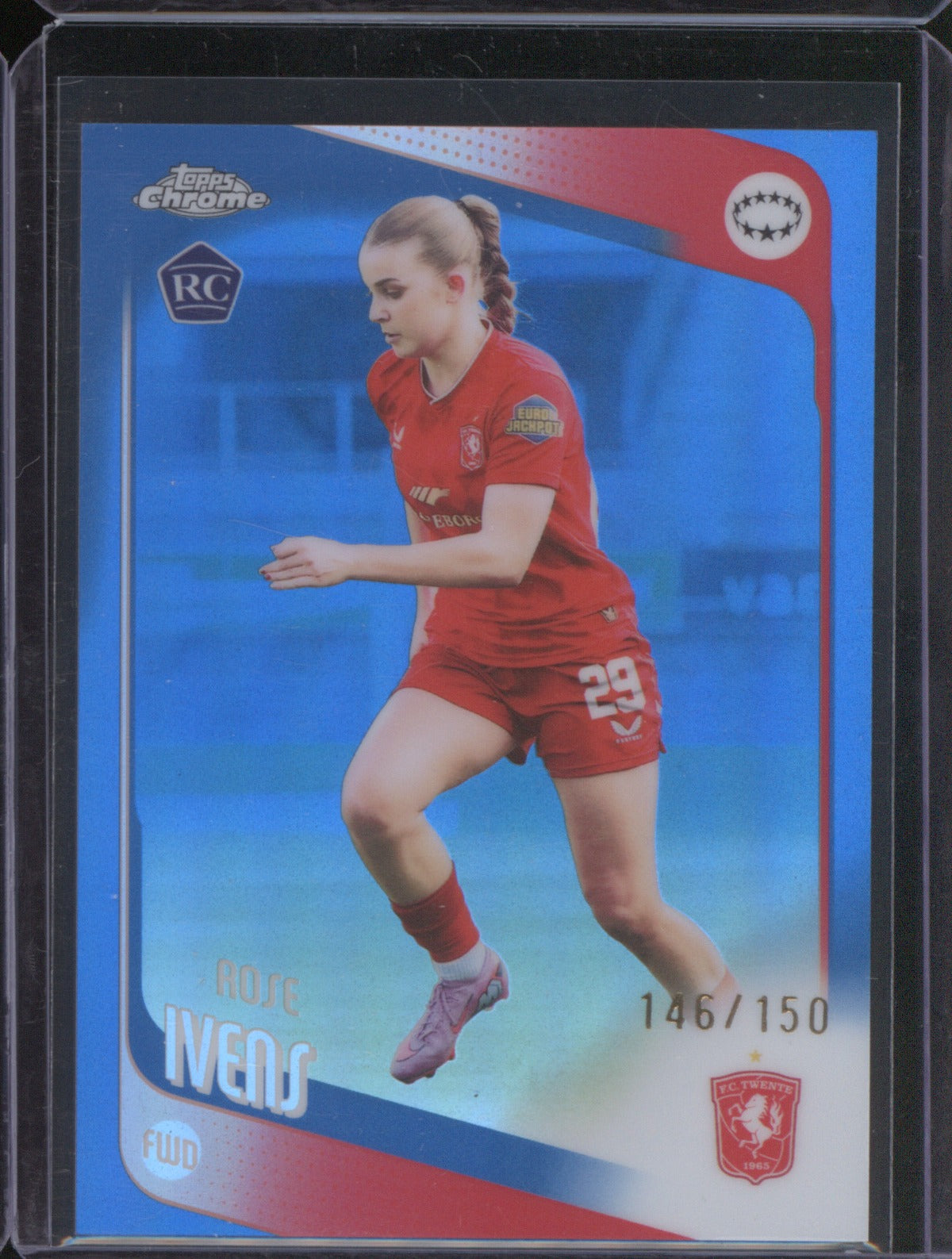 Rose Ivens 2025 Topps Chrome UEFA Women’s CL Blue Refractor RC 146/150