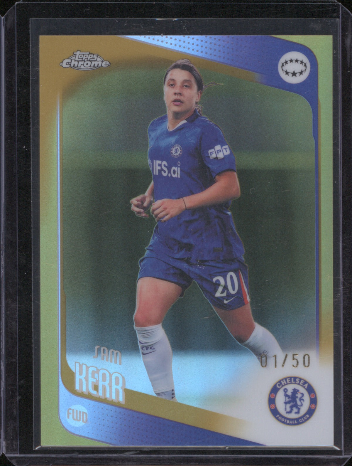 Sam Kerr 2025 Topps Chrome UEFA Women’s CL Gold Refractor 1/50