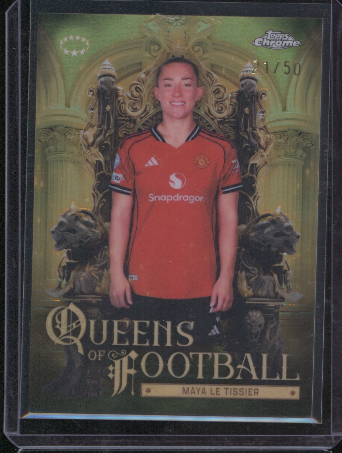 Maya Le Tissier 2025 Topps Chrome UEFA Women’s CL Queens of Football Gold 21/50