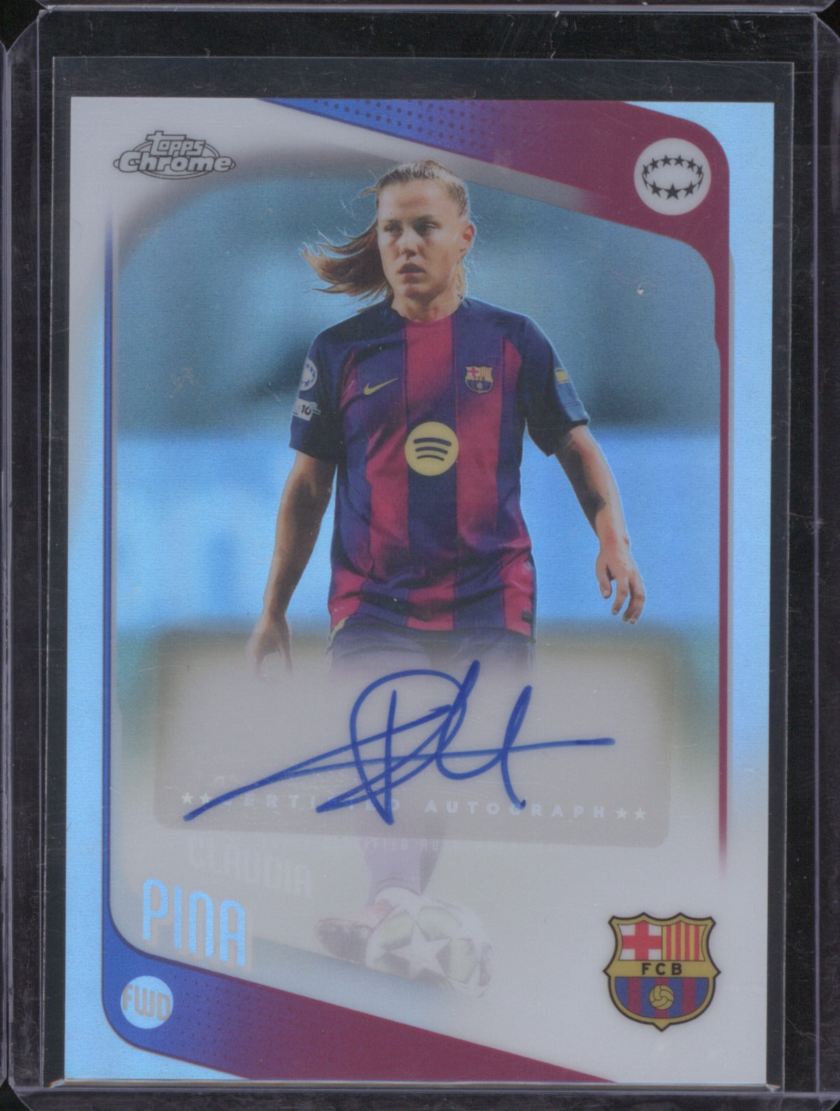 Claudia Pina 2025 Topps Chrome UEFA Women’s CL Auto Refractor
