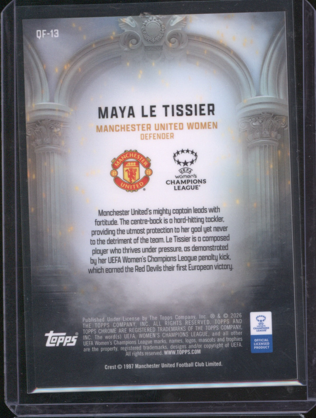 Maya Le Tissier 2025 Topps Chrome UEFA Women’s CL Queens of Football Gold 21/50