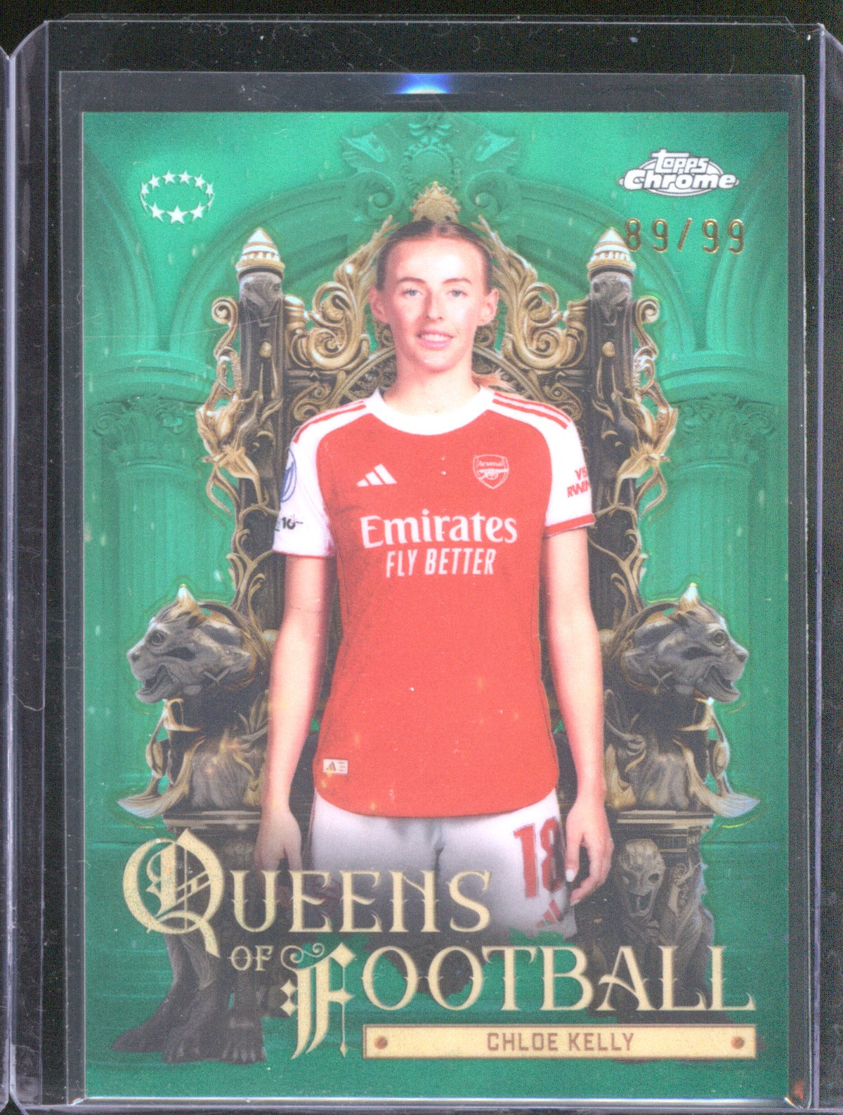 Chloe Kelly 2025 Topps Chrome UEFA Women’s CL Queens of Football Green 89/99