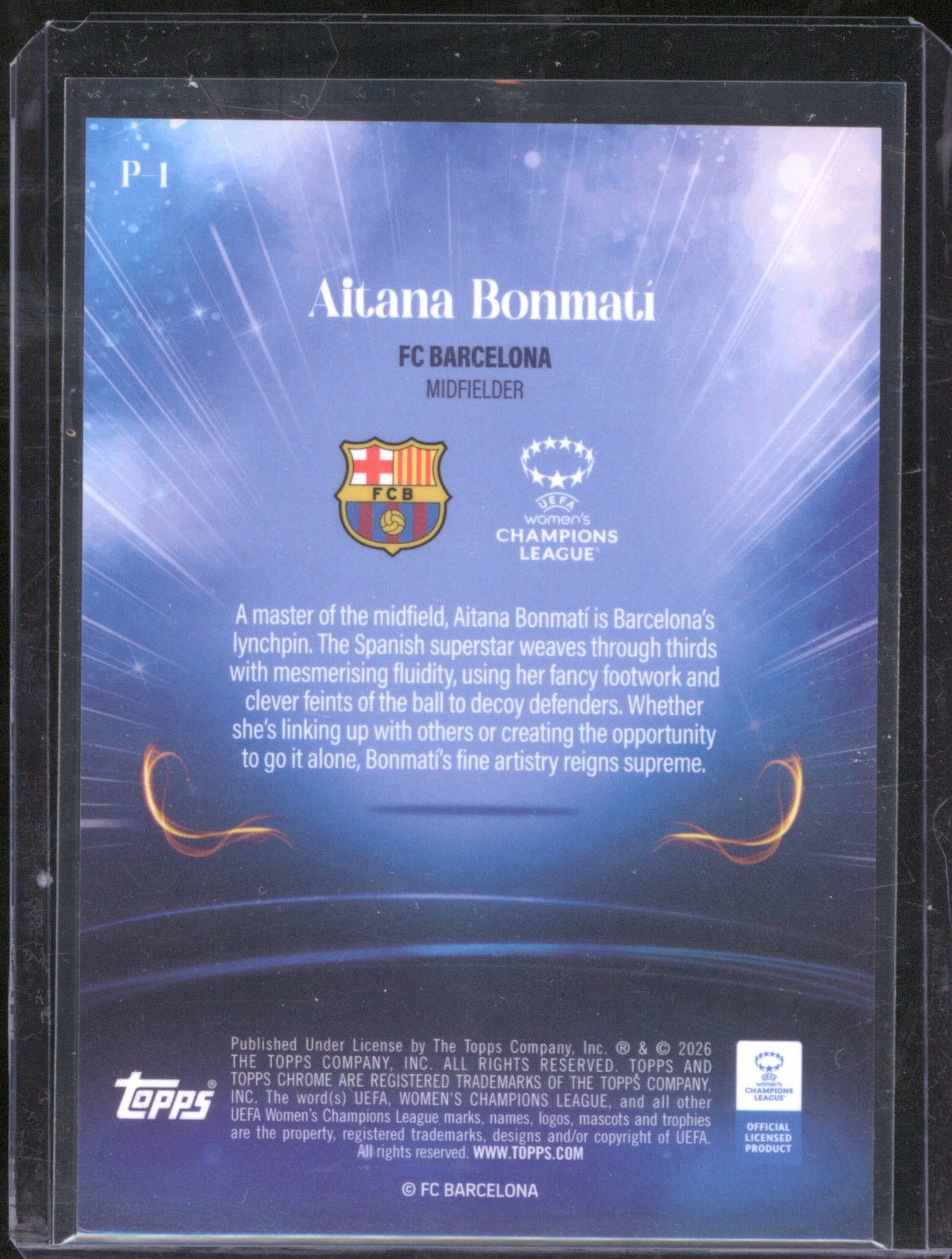 Aitana Bonmati 2025 Topps Chrome UEFA Women’s CL Poetic Precision Gold 18/50