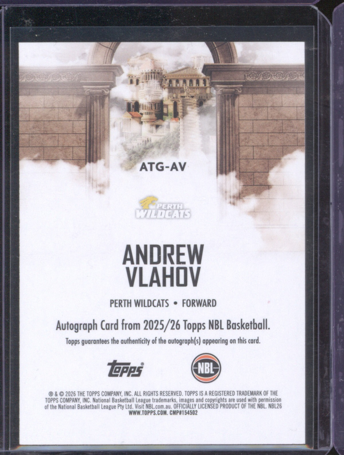 Andrew Vlahov 2025-26 Topps NBL Basketball All-Time Greats Auto Perth Wildcats