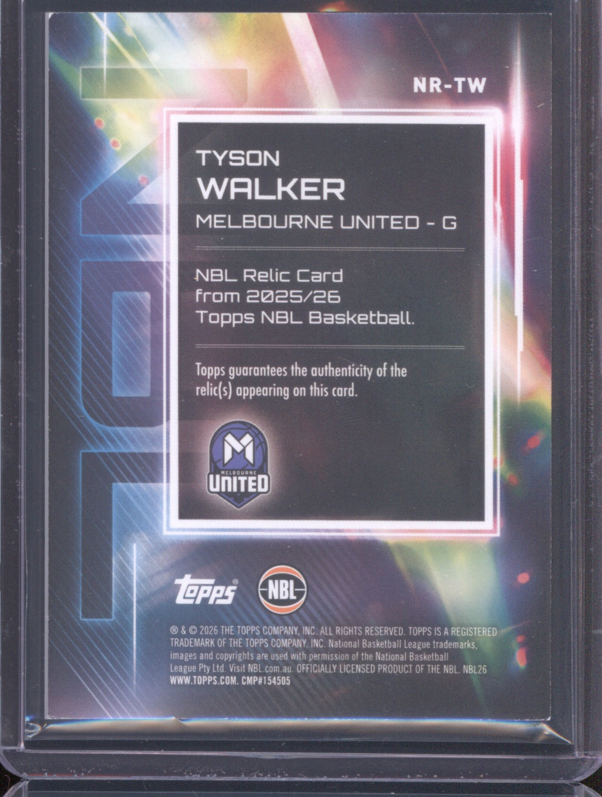 Tyson Walker 2025-26 Topps Basketball Relics NR-TW Melbourne United