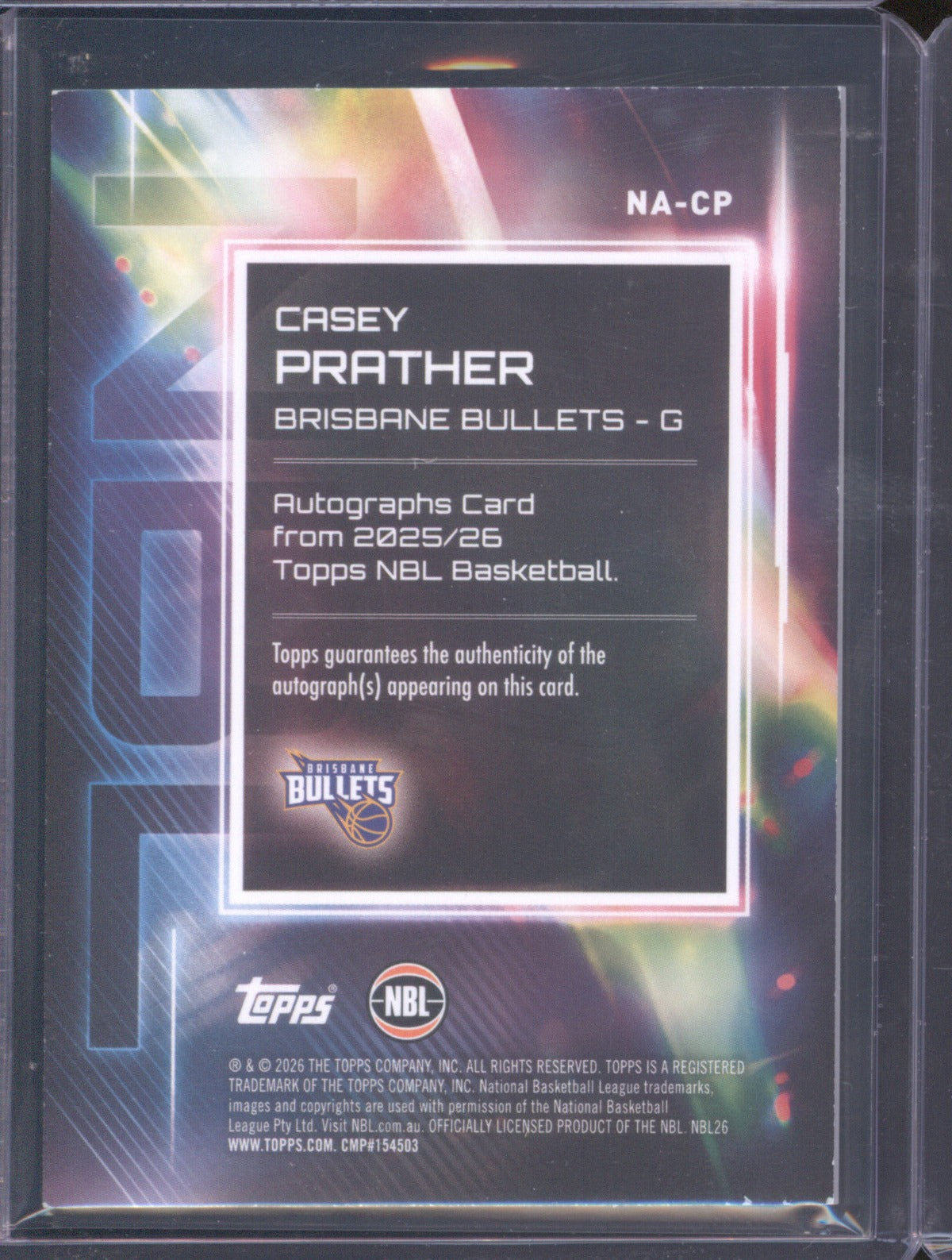 Casey Prather 2025-26 Topps NBL Basketball Auto NA-CP Brisbane Bullets