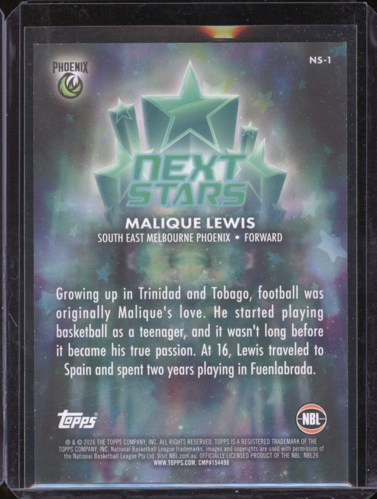Malique Lewis 2025-26 Topps Basketball Next Stars SSP NS-1 S.E Melbourne Phoenix