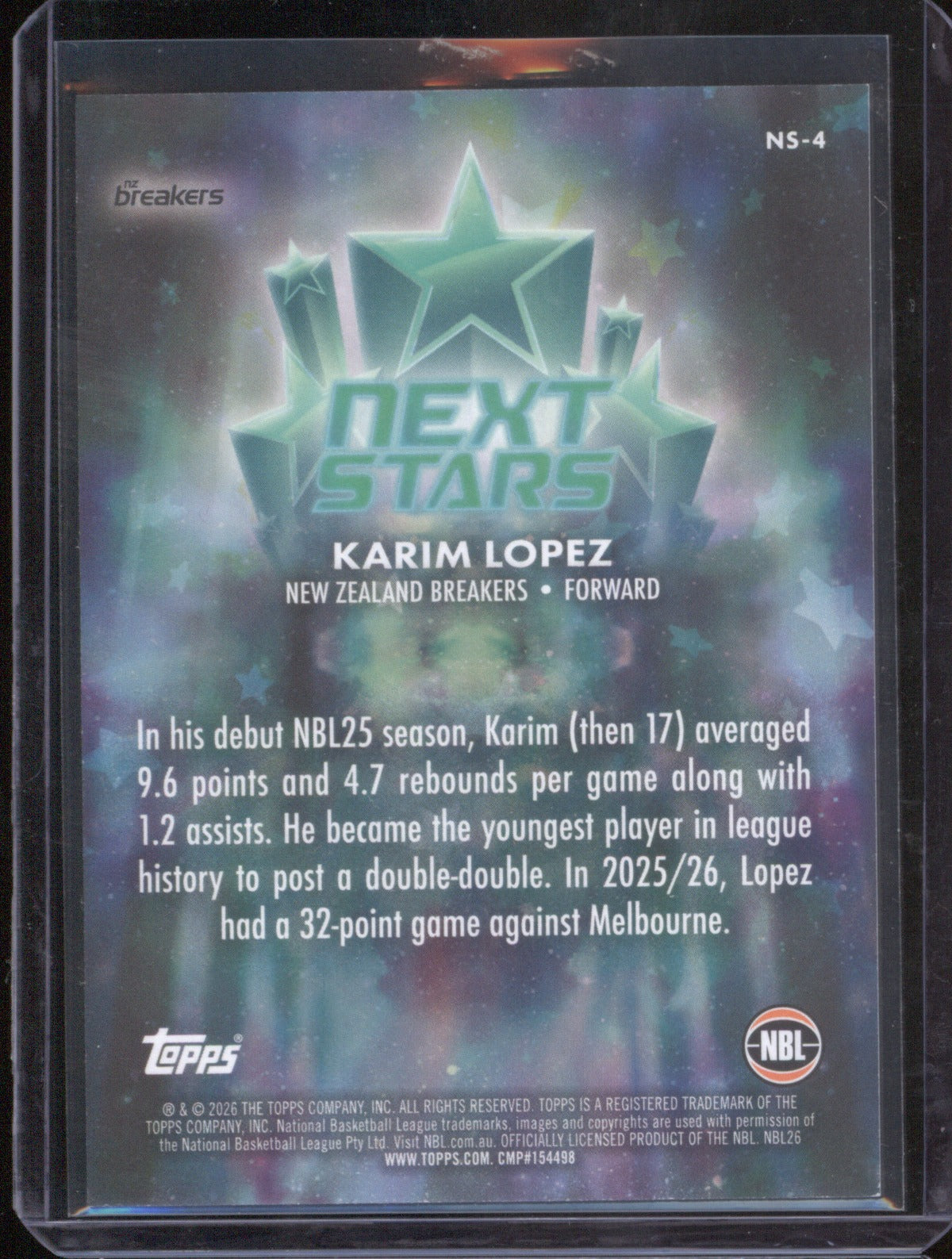 Karim Lopez 2025-26 Topps Basketball Next Stars SSP NS-4 NZ Breakers