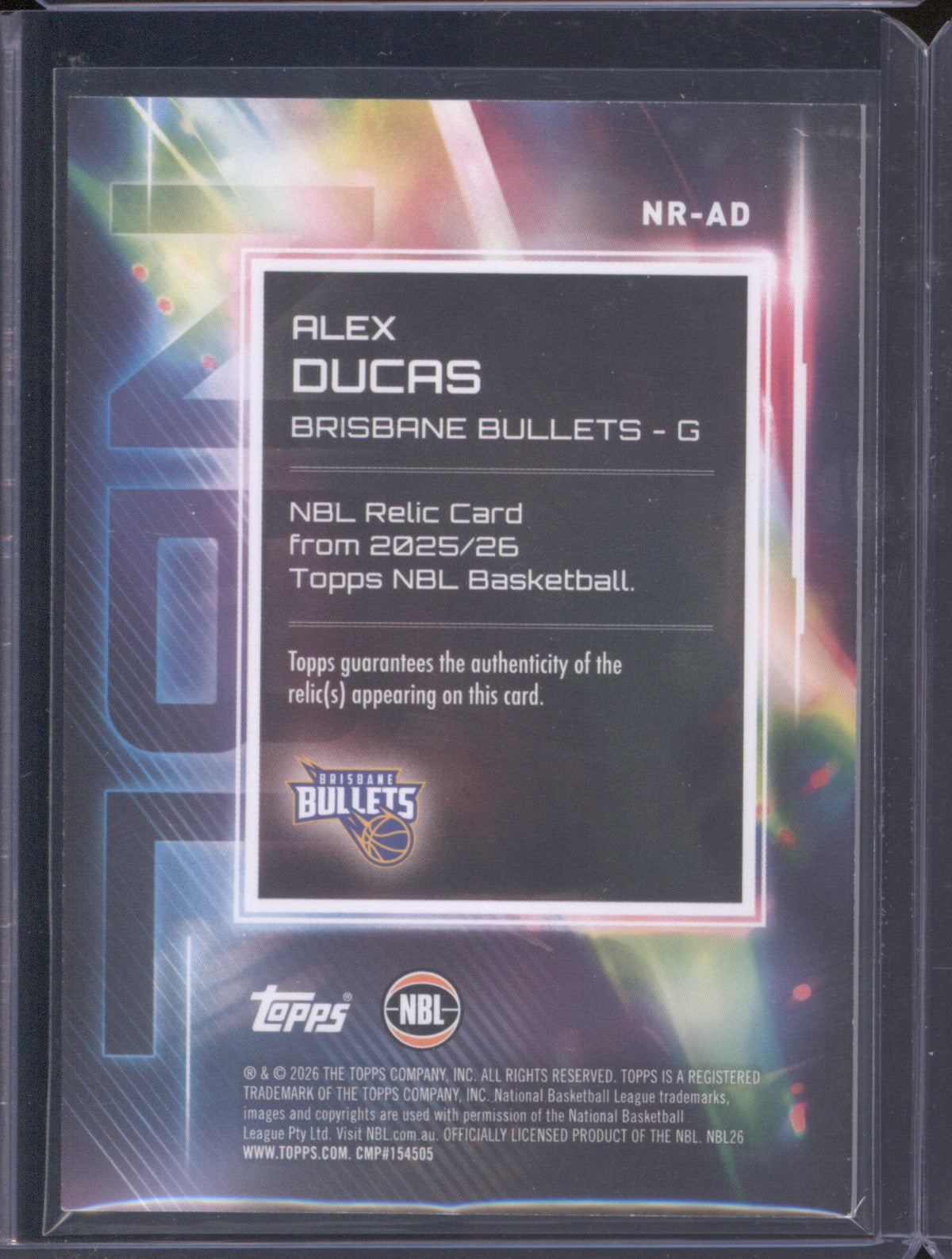 Alex Ducas 2025-26 Topps Basketball Relics NR-AD Brisbane Bullets
