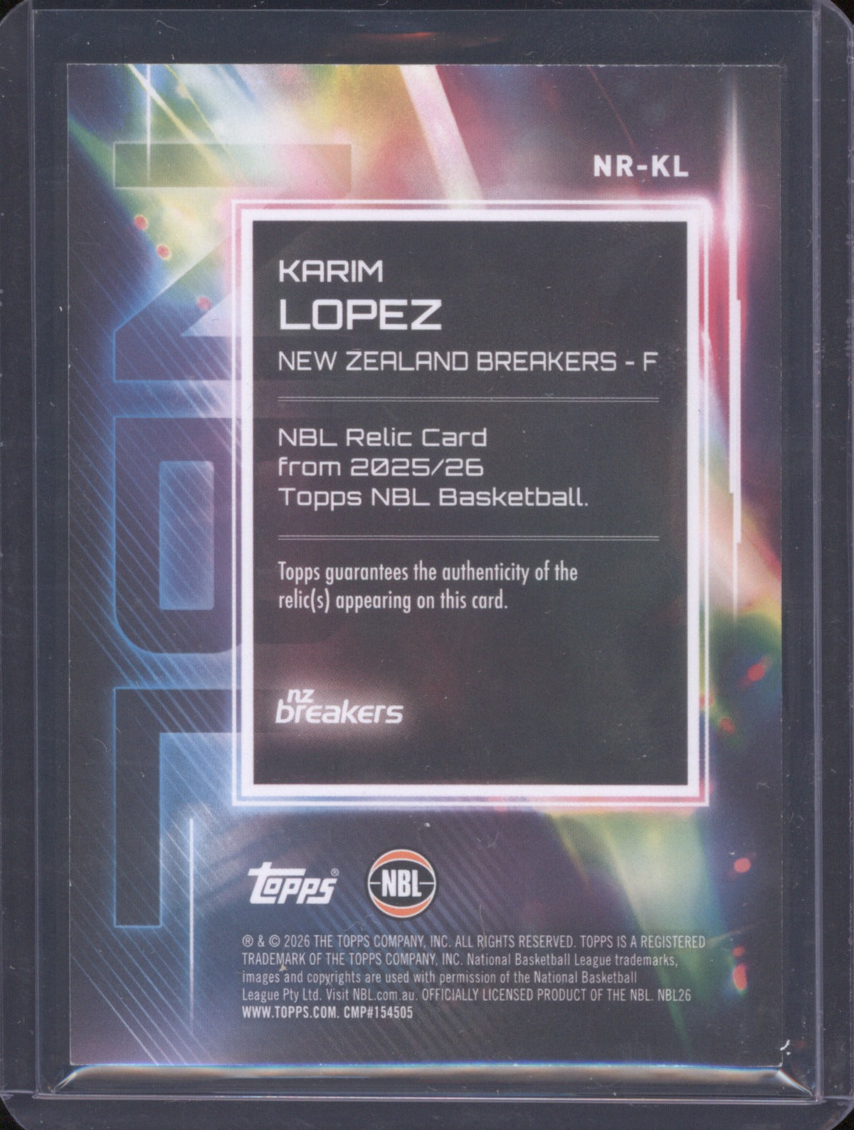 Karim Lopez 2025-26 Topps Basketball Relics NR-KL NZ Breakers