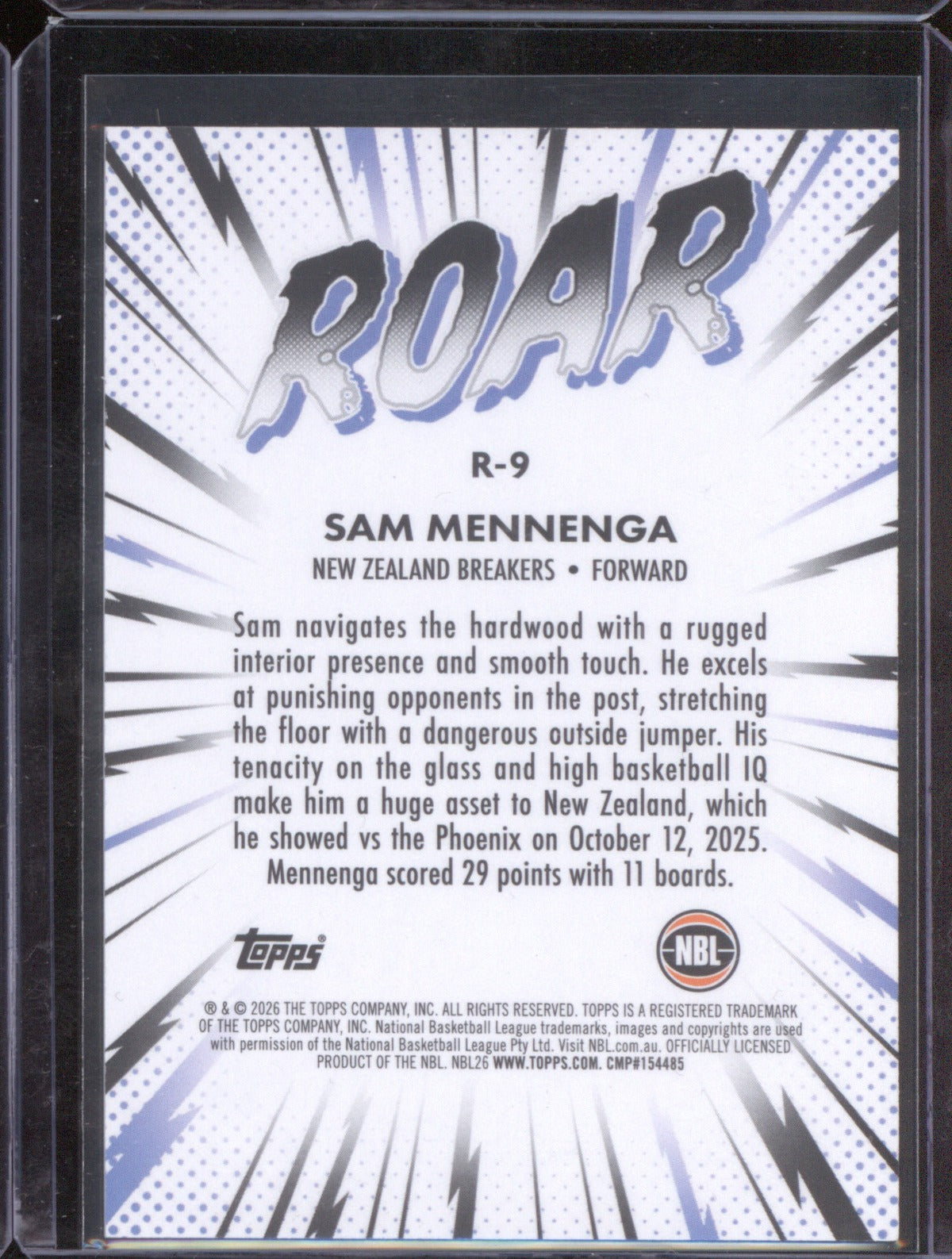 Sam Mennenga 2025-26 Topps NBL Basketball Roar Gold R-9 NZ Breakers /50