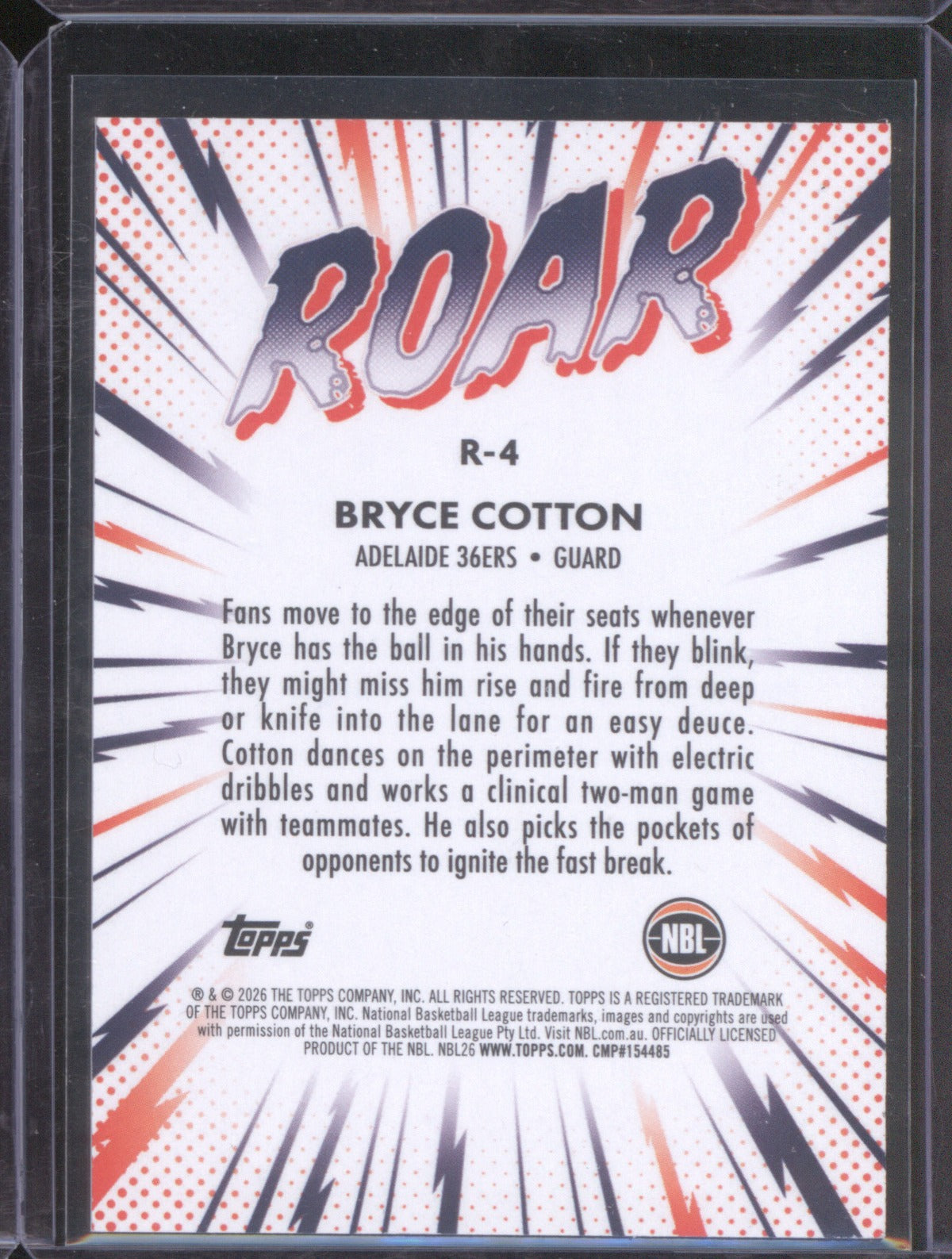 Bryce Cotton 2025-26 Topps NBL Basketball Roar Black R-4 Adelaide 36ers /10