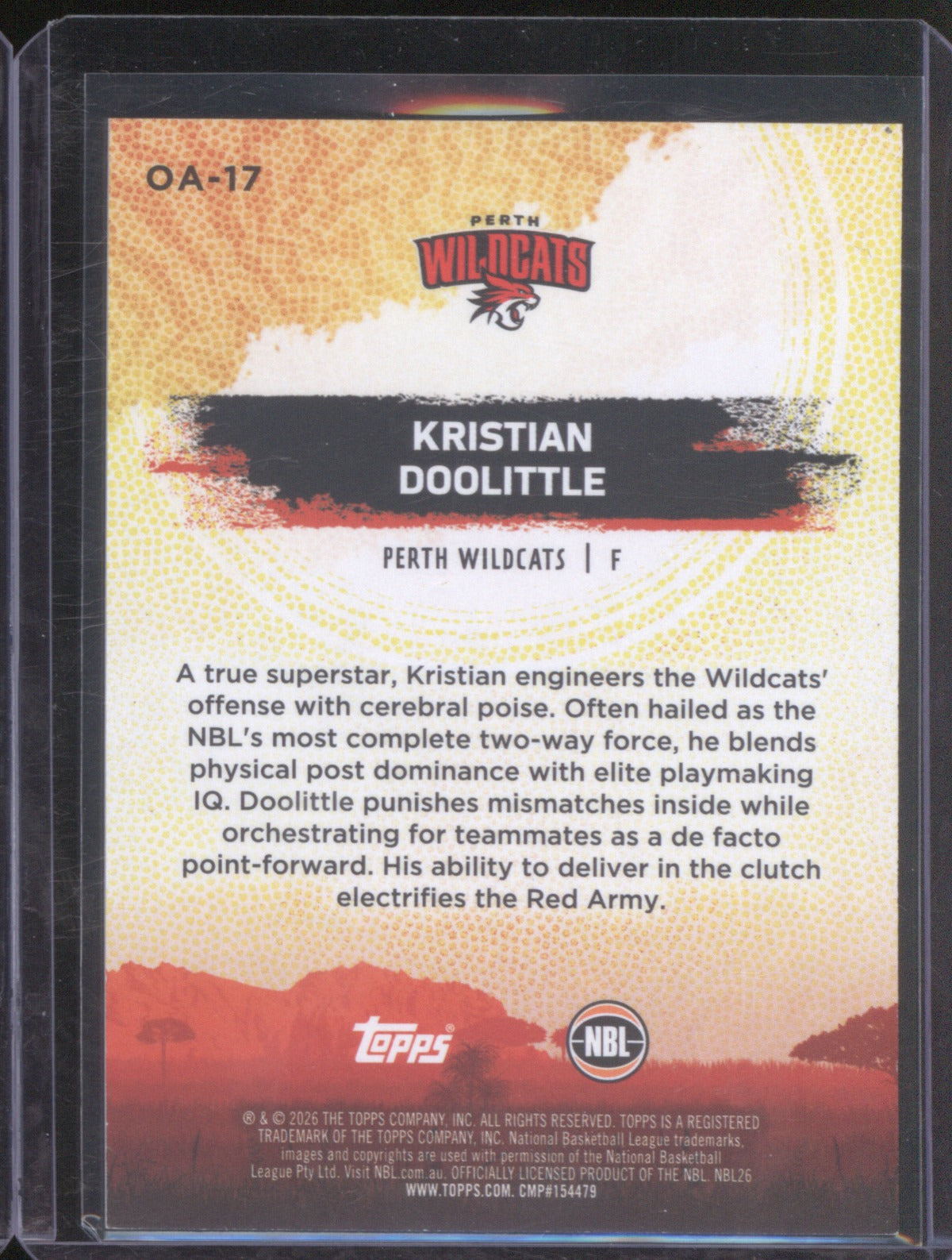 Kristian Doolittle 2025-26 Topps NBL Basketball Oohs And Ahhs Gold OA-17 /50