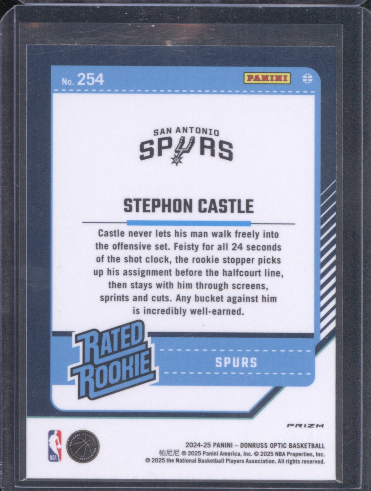 2024-25 Panini Donruss Optic Stephon Castle 254 Holo Rated Rookie