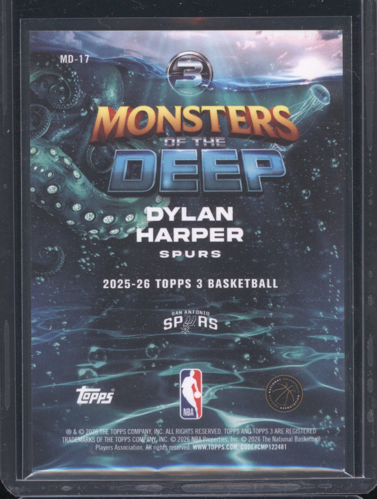 2025 Topps 3 Dylan Harper Monsters of the Deep Red 3/5 RC