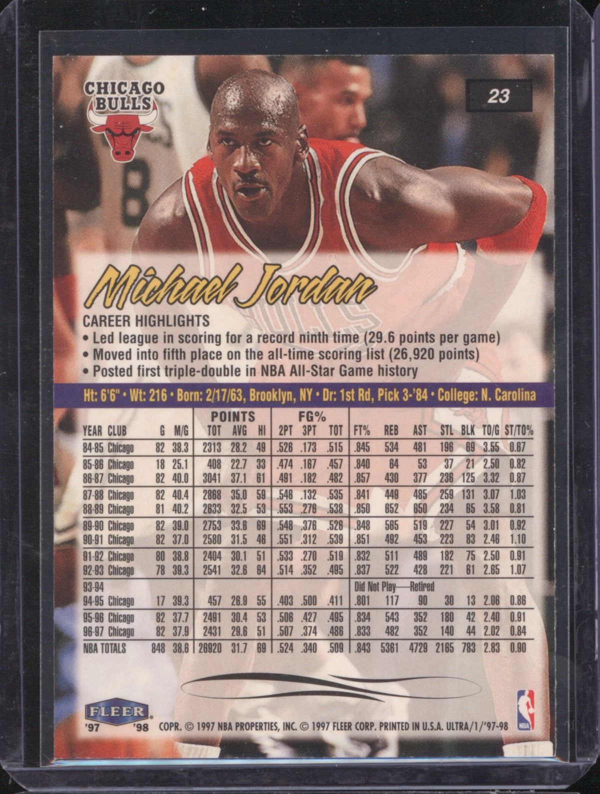 Michael Jordan 1997 Fleer Ultra 23