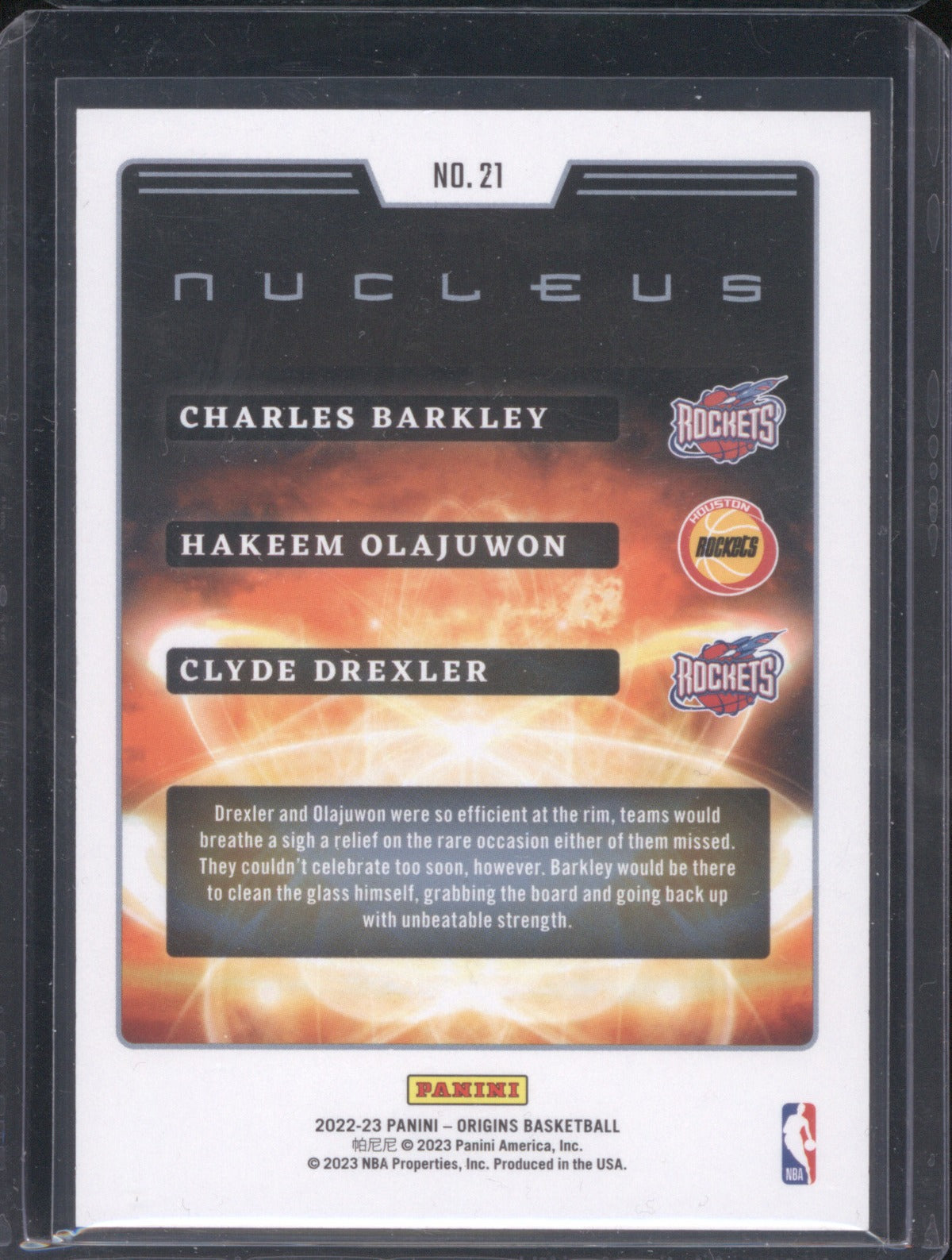 Barkley & Olajuwon & Drexler 2022 Panini Origins Nucleus Pink 50/99