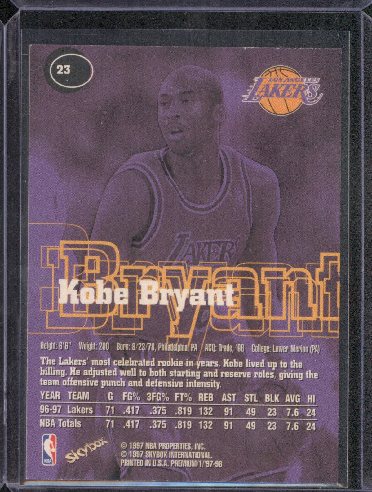 1997 Skybox Premium Kobe Bryant 23