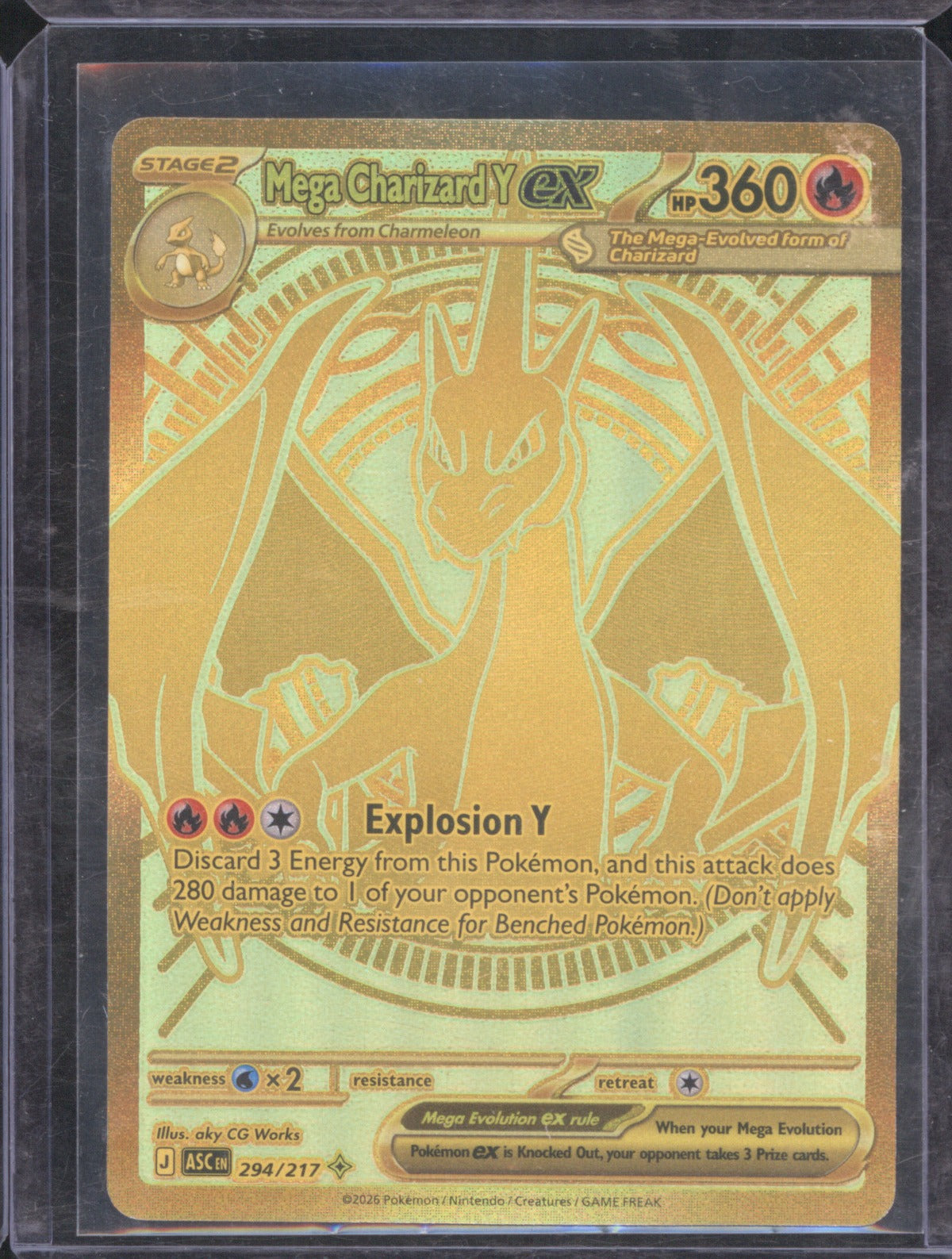 2026 Pokémon Ascended Heroes Mega Charizard Y ex 294/217 Gold Hyper Rare