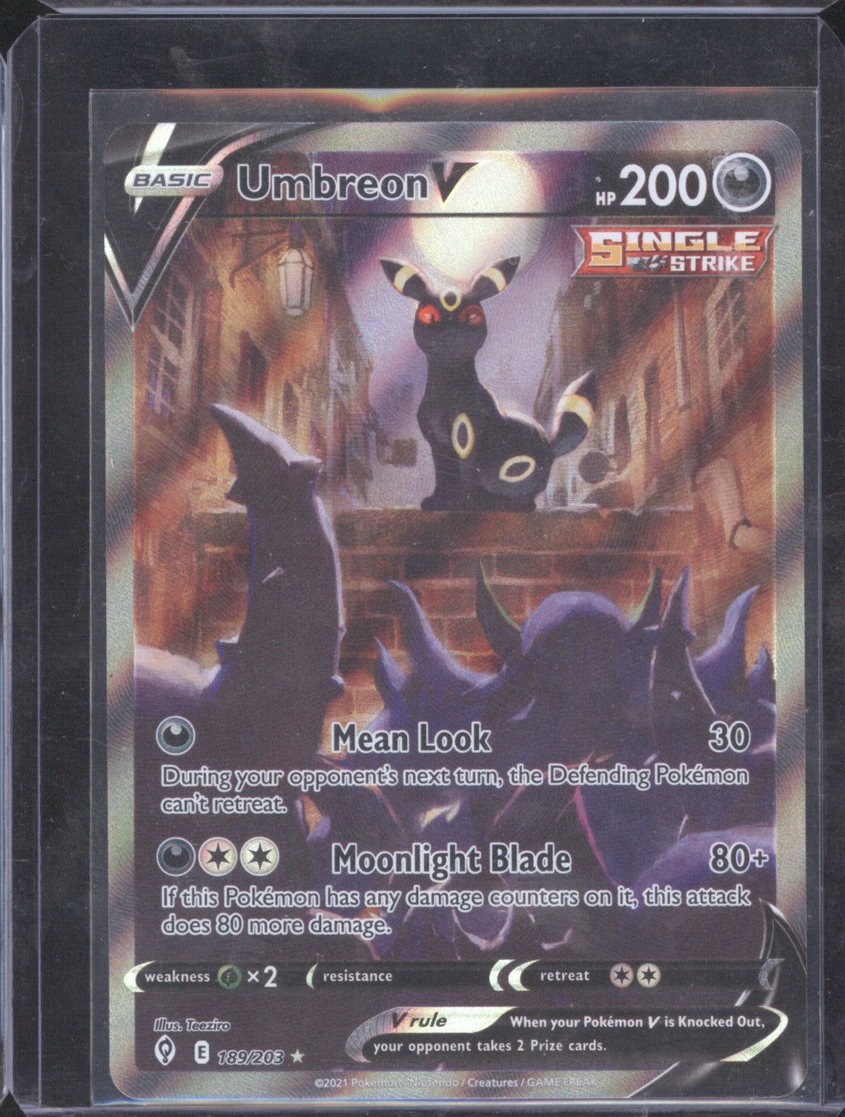 2021 Pokémon Evolving Skies Umbreon V 189/203 Alternate Full Art