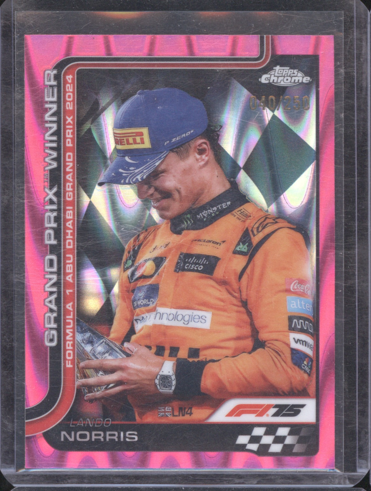 2025 Topps Chrome F1 Lando Norris Pink Raywave /250 Grand Prix Winner