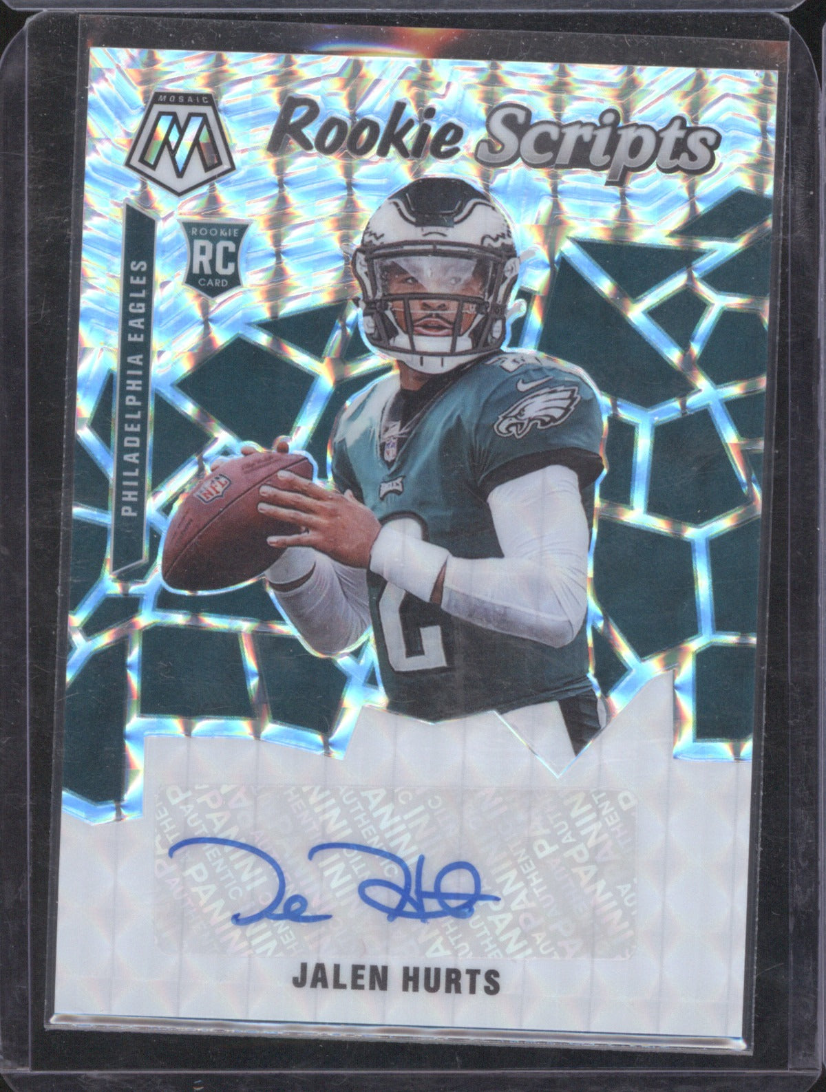 Jalen Hurts 2020 Panini Mosaic RS22 Rookie Scripts Mosaic Auto RC