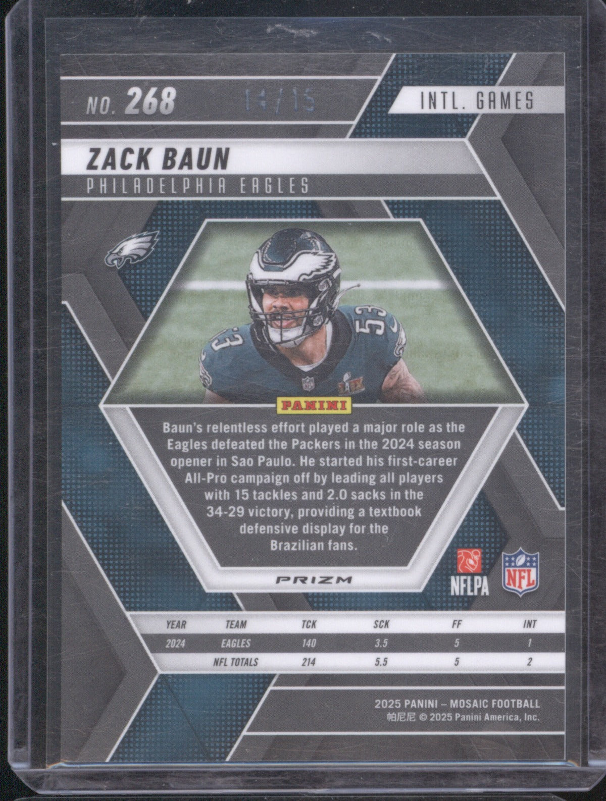 2025 Panini Mosaic Zack Baun 268 Brazil Games /15