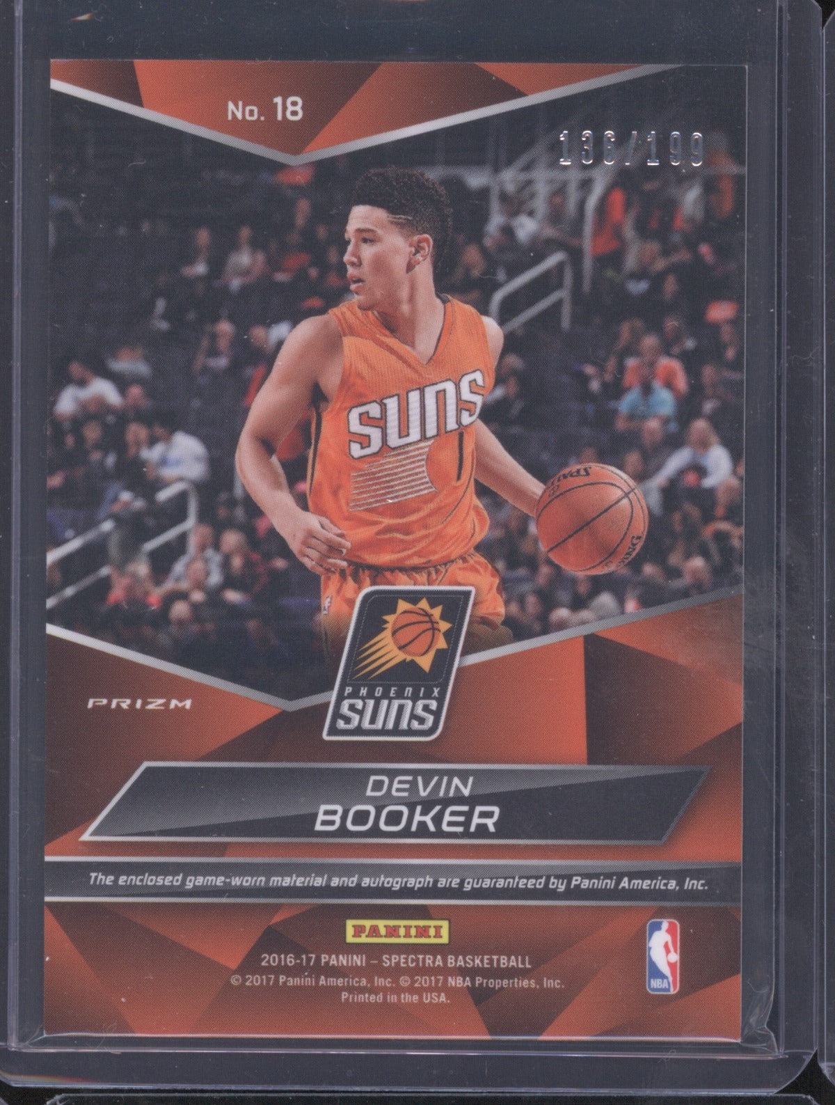 Devin Booker 2016-17 Panini Spectra Rising Stars Patch Auto /199