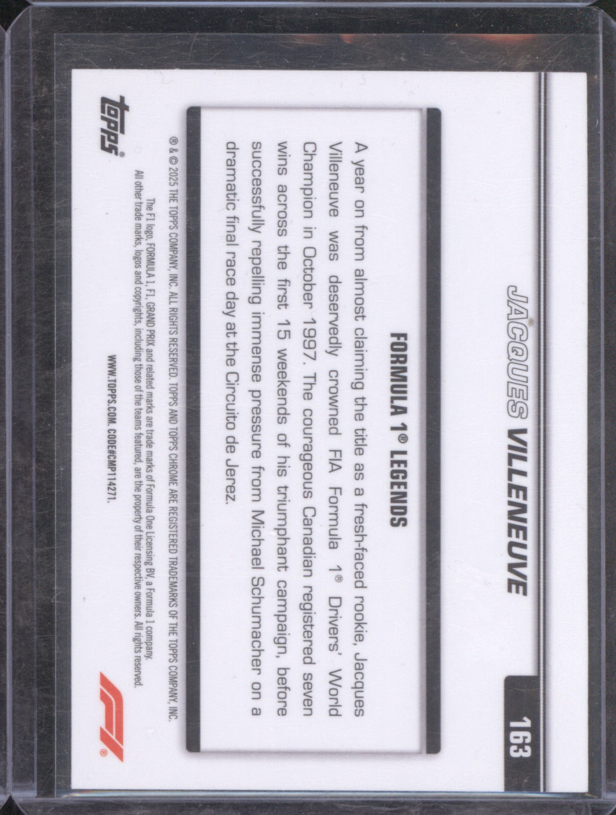 2025 Topps Chrome Formula 1 Legends Jacques Villeneuve Aqua Wave /199