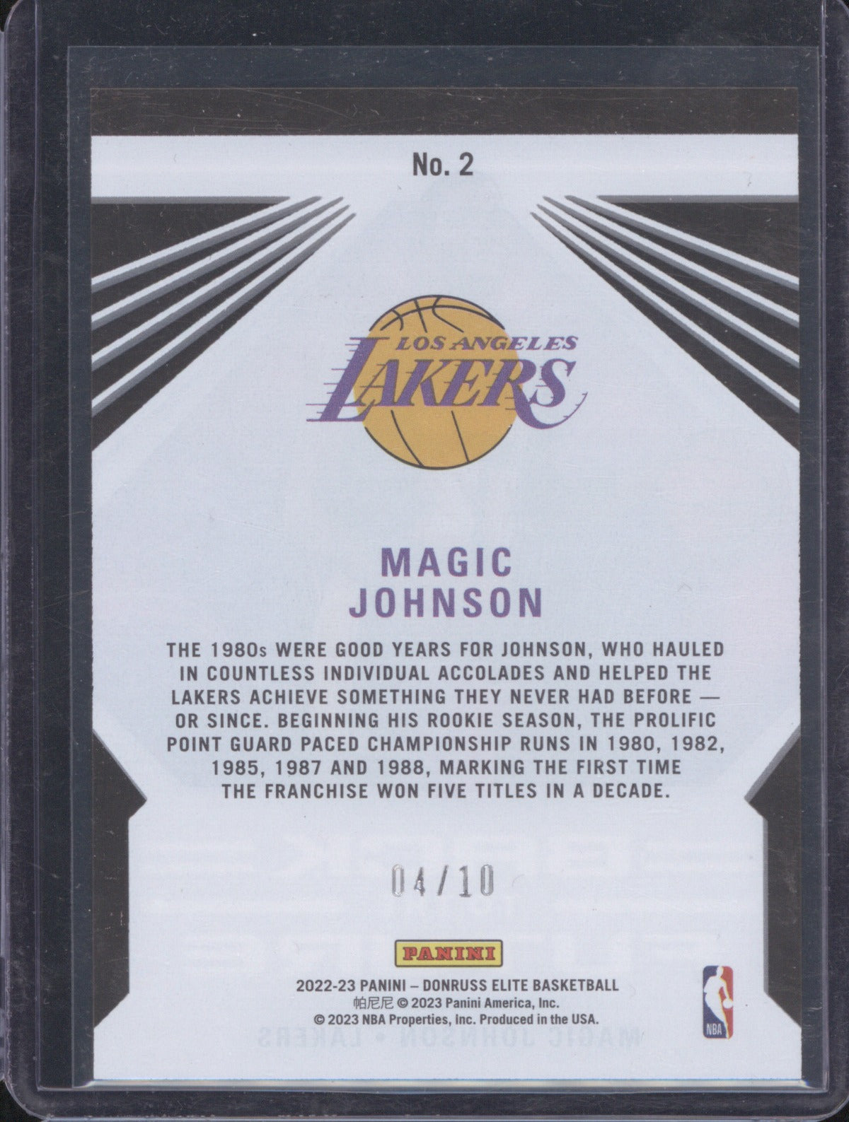 Magic Johnson 2023 Panini Donruss Elite 12 Back to the Future /10
