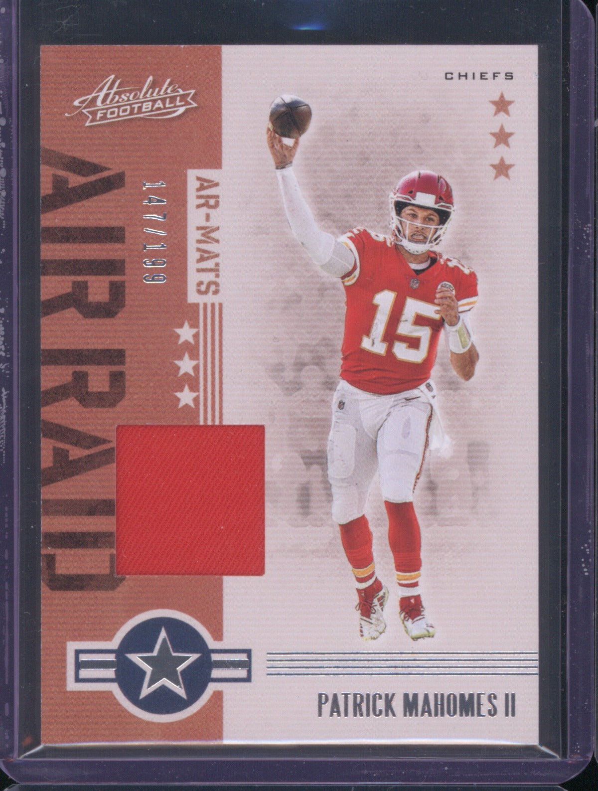 Patrick Mahomes II 2019 Panini Absolute Football AR-8 Air Raid Materials /199