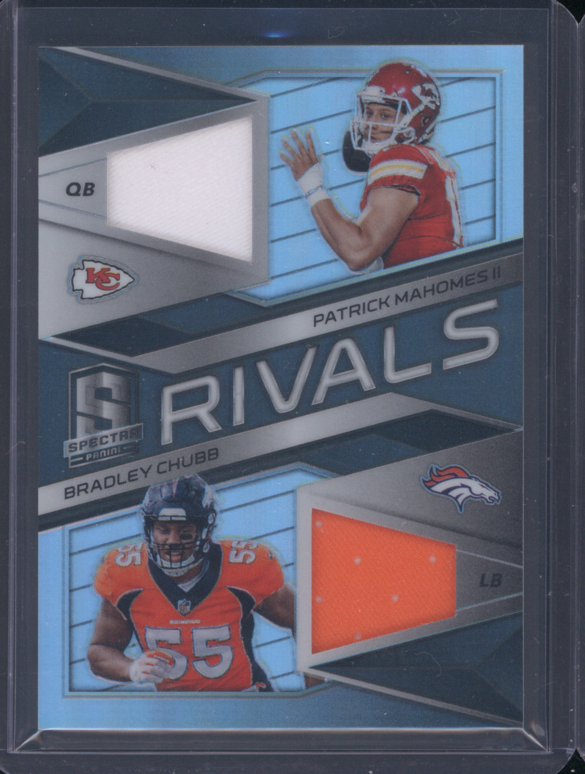 Patrick Mahomes II Bradley Chubb 2018 Panini Spectra 13 Rivals Dual Jersey /199