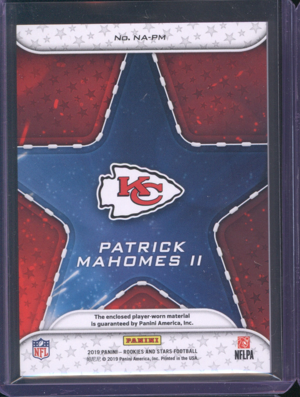 Patrick Mahomes II 2024 Panini Rookies & Stars NA-PMS NFL Authentic Jersey
