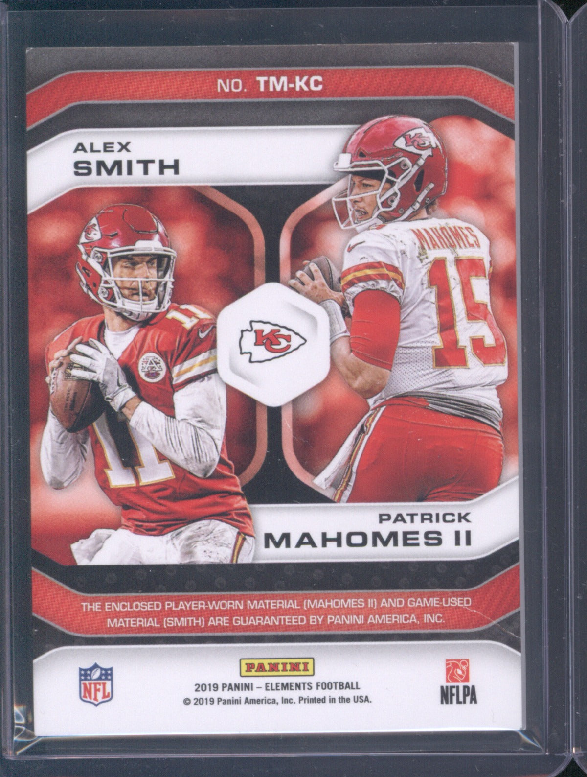 Patrick Mahomes II Alex Smith 2019 Panini Elements Transitions Dual Jersey /50