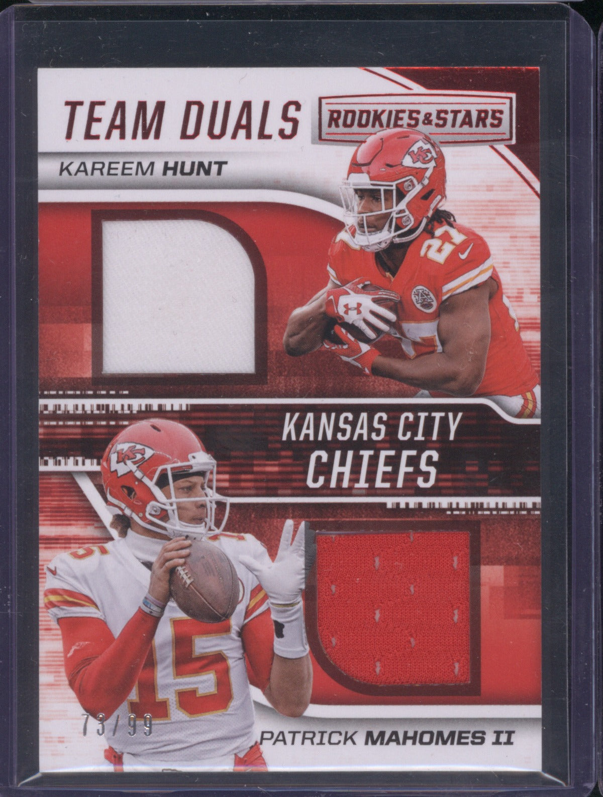 Patrick Mahomes II Hunt 2018 Panini Rookies & Stars Team Duals Dual Jersey /99