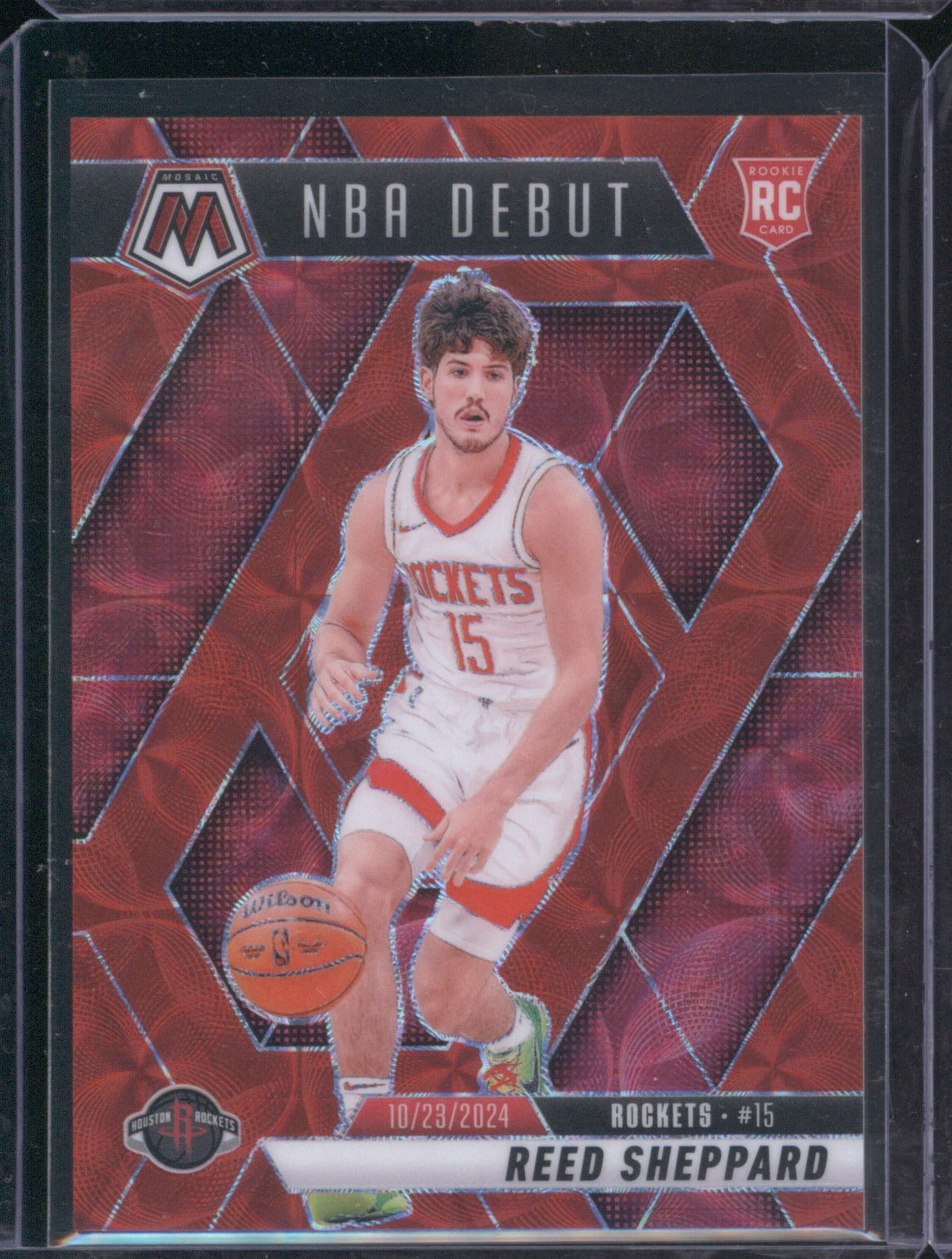 Reed Sheppard 2024-25 Panini Mosaic 252 NBA Debut International Red RC