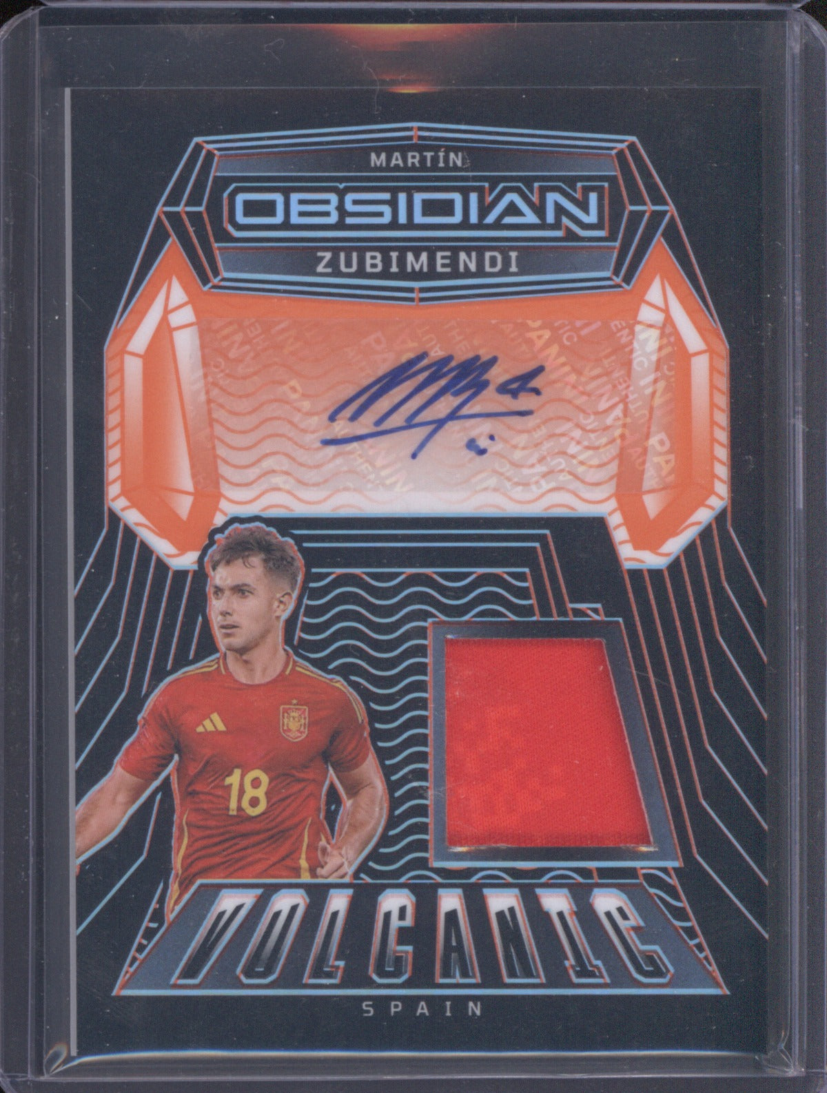 Martin Zubimendi 2024-25 Panini Obsidian Volcanic Jersey Auto Orange /149