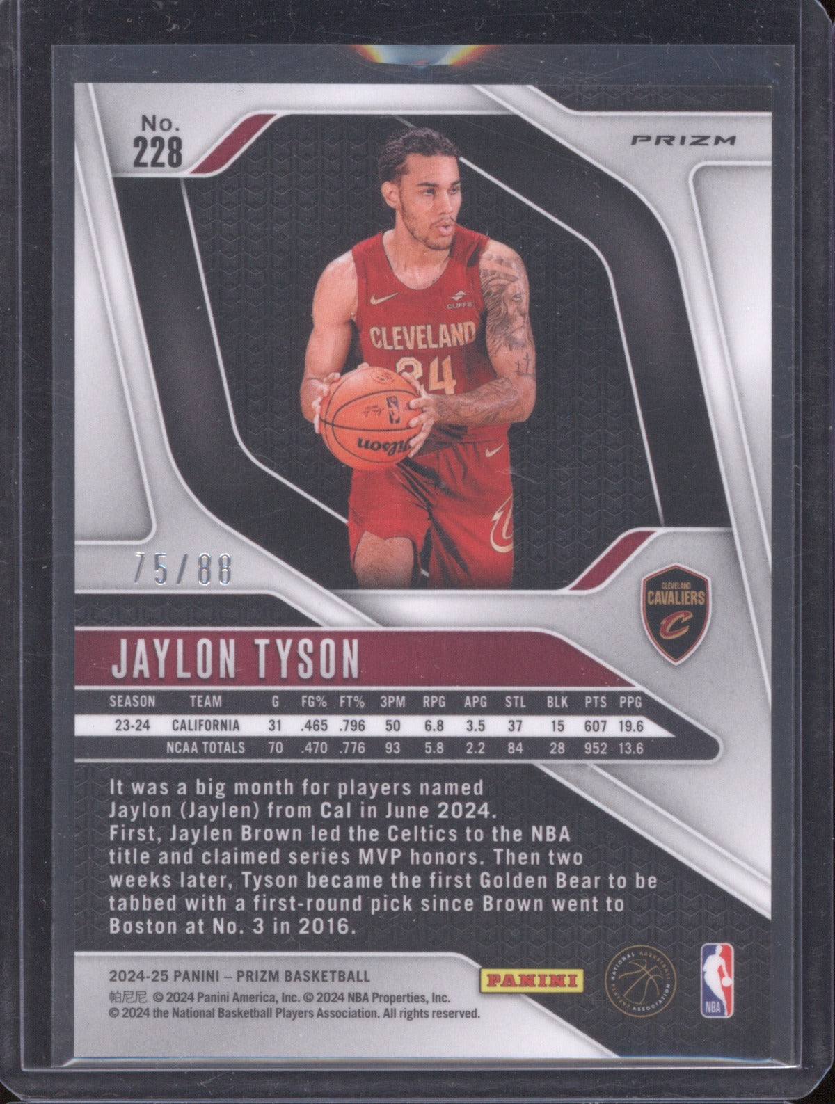 Jaylon Tyson 2024 Panini Prizm #228 Dragon Year /88 RC