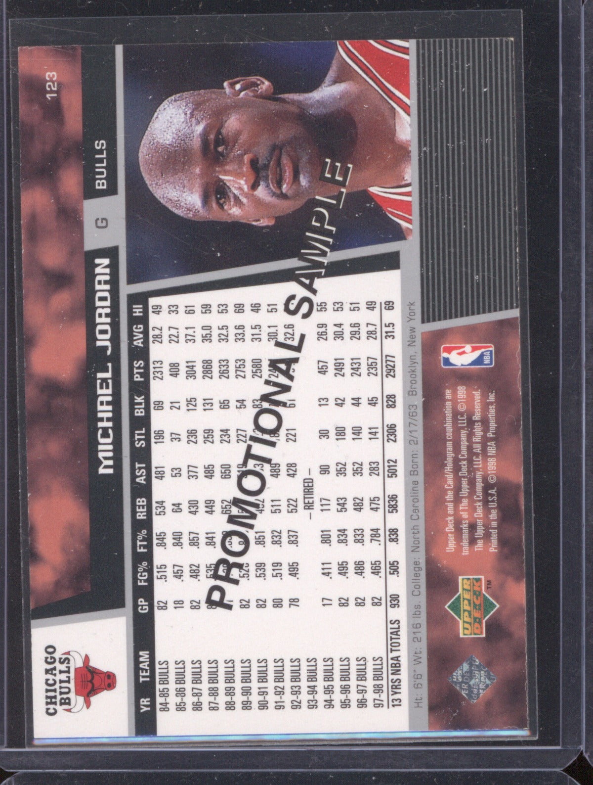 Michael Jordan 1998-99 Upper Deck Promotional Sample #123