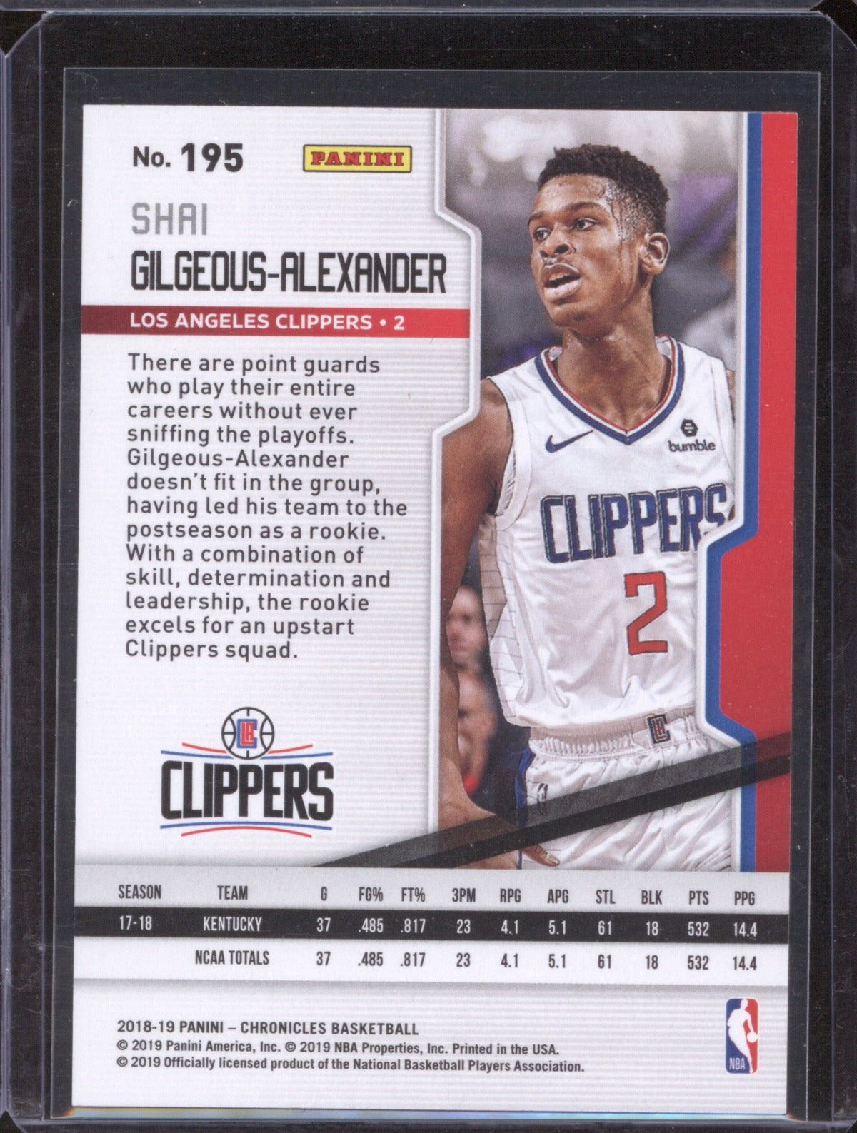 Shai Gilgeous-Alexander 2018 Panini Chronicles #195 Playoff