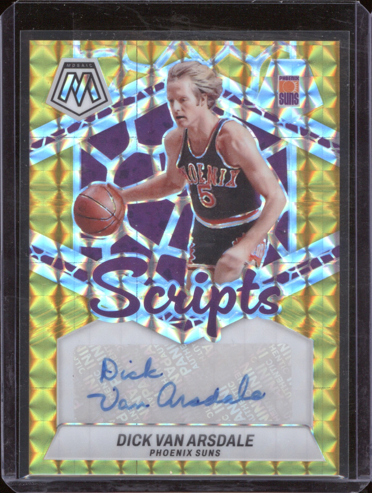 Dick Van Arsdale 2023-24 Panini Mosaic #MS-DVA Scripts Gold /10