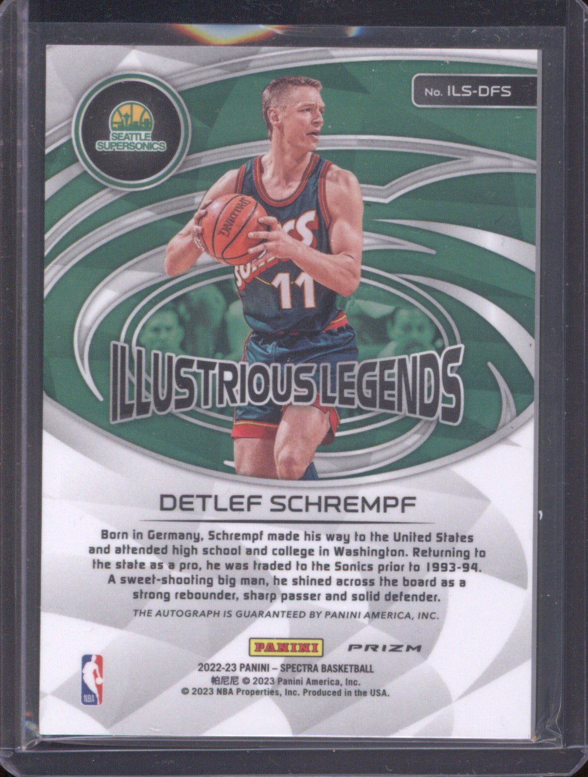 Detlef Schrempf 2022 Panini Spectra #ILS-DFS ILLUSTRIOUS LEGENDS Autograph