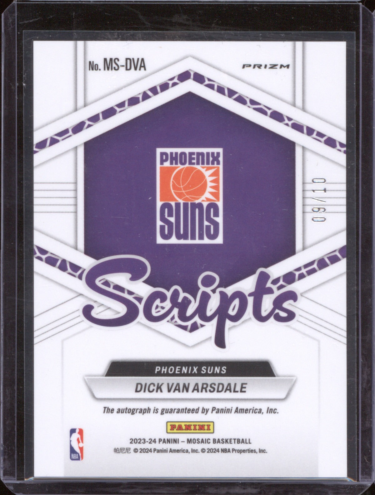 Dick Van Arsdale 2023-24 Panini Mosaic #MS-DVA Scripts Gold /10