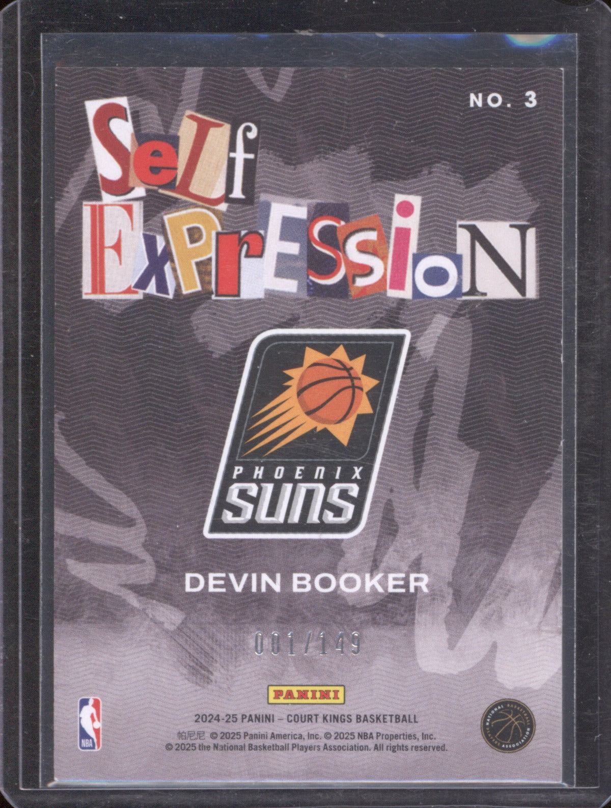 Devin Booker 2024 Panini Court Kings #3 Self Expression Jersey Match 001/149