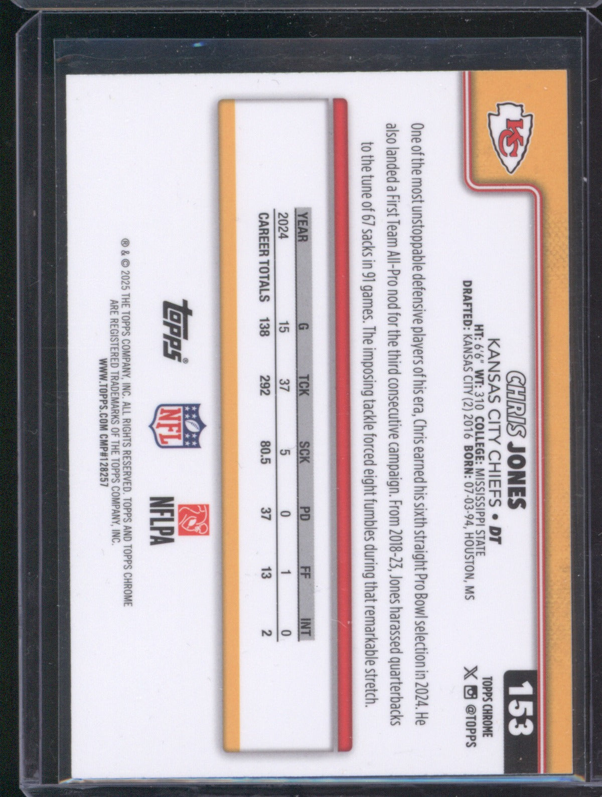 Chris Jones 2025 Topps Chrome Football 153 Neon Pulse