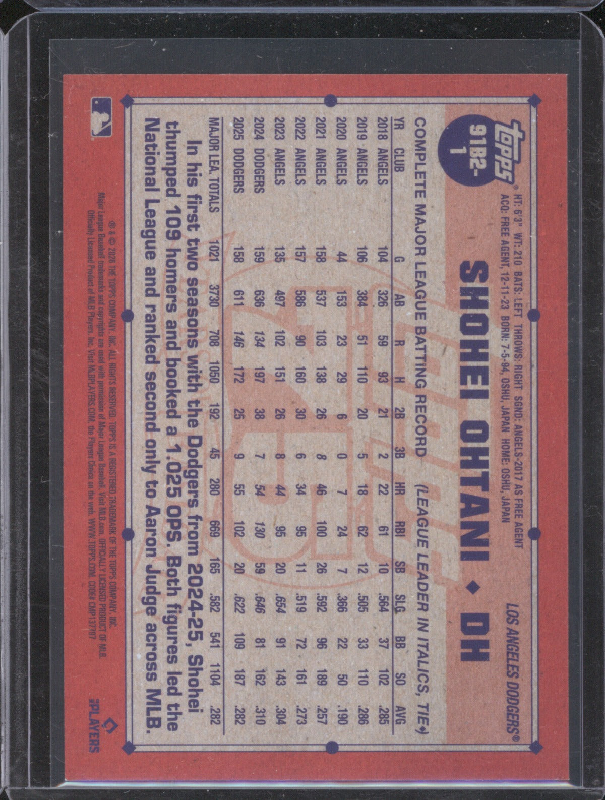 Shohei Ohtani 2026 Topps Series 2 91B2-1 1991 Crackle Foil