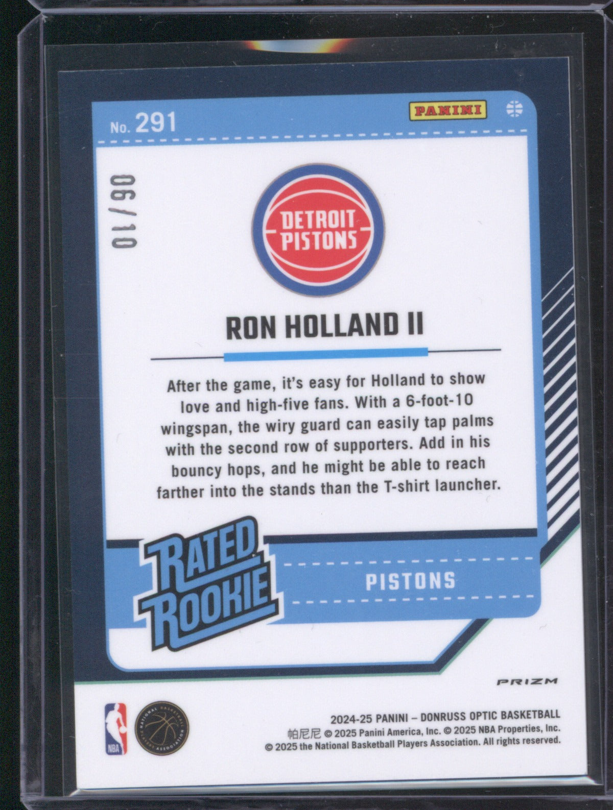 Ron Holland II 2024/25 Panini Donruss Optic 291 Gold Fast Break 6/10 RC