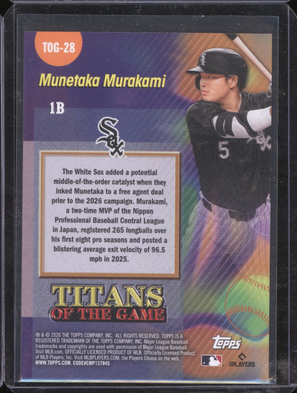 Munetaka Murakami 2026 Topps Series 2 TOG-28 Titans of the Game RC
