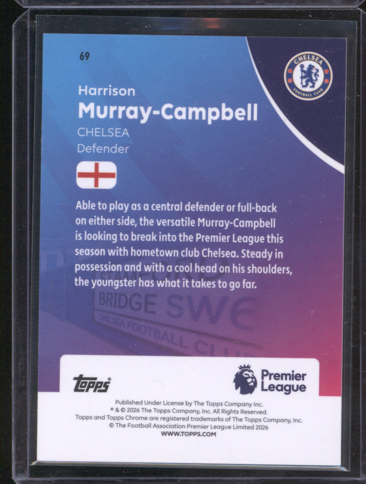 Harrison Murray-Campbell 2025-26 Topps Chrome #69 Premier League Blue RC /150
